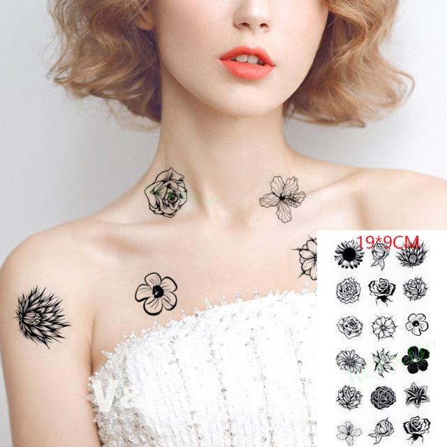 Black Waterproof Temporary Tattoo Sticker Different Design Colorful Fake Tattoo Arm Hand For Halloween Party Womens Mens