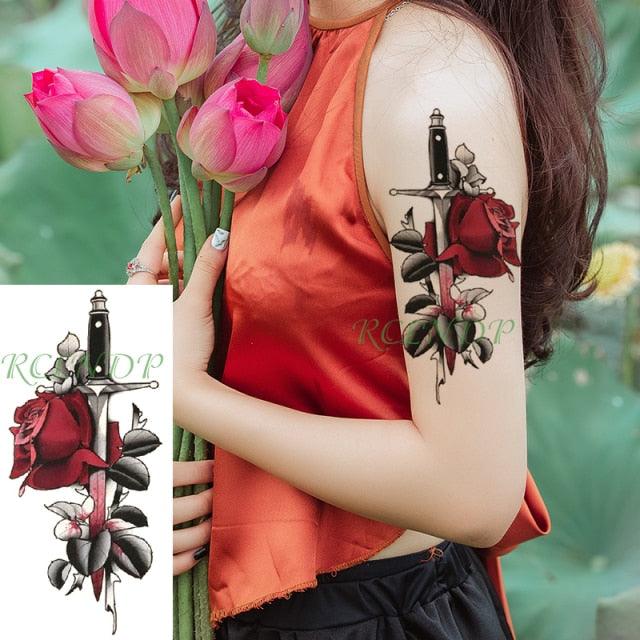 Black Waterproof Temporary Tattoo Sticker Different Design Colorful Fake Tattoo Arm Hand For Halloween Party Womens Mens