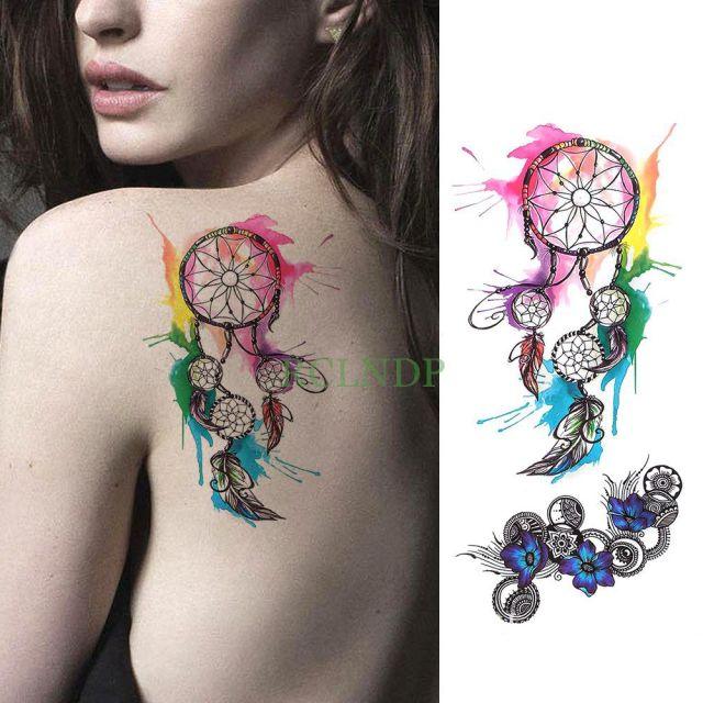 Black Waterproof Temporary Tattoo Sticker Different Design Colorful Fake Tattoo Arm Hand For Halloween Party Womens Mens