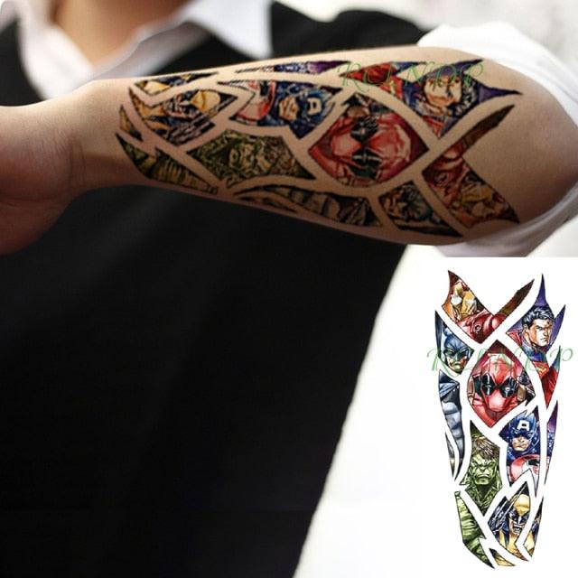 Black Waterproof Temporary Tattoo Sticker Different Design Colorful Fake Tattoo Arm Hand For Halloween Party Womens Mens