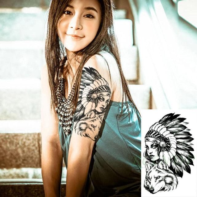 Black Waterproof Temporary Tattoo Sticker Different Design Colorful Fake Tattoo Arm Hand For Halloween Party Womens Mens