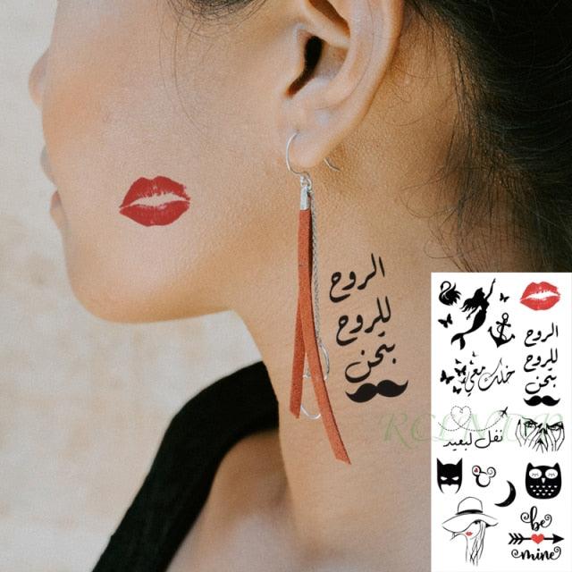 Black Waterproof Temporary Tattoo Sticker Different Design Colorful Fake Tattoo Arm Hand For Halloween Party Womens Mens