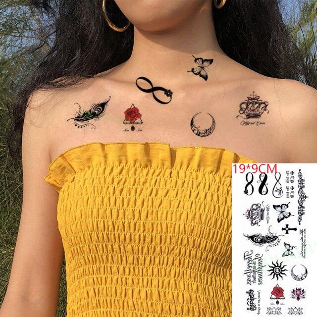 Black Waterproof Temporary Tattoo Sticker Different Design Colorful Fake Tattoo Arm Hand For Halloween Party Womens Mens