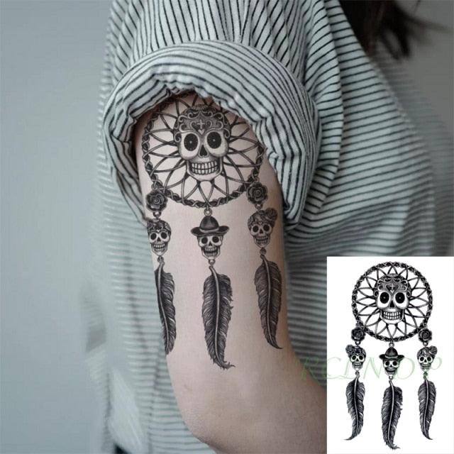 Black Waterproof Temporary Tattoo Sticker Different Design Colorful Fake Tattoo Arm Hand For Halloween Party Womens Mens