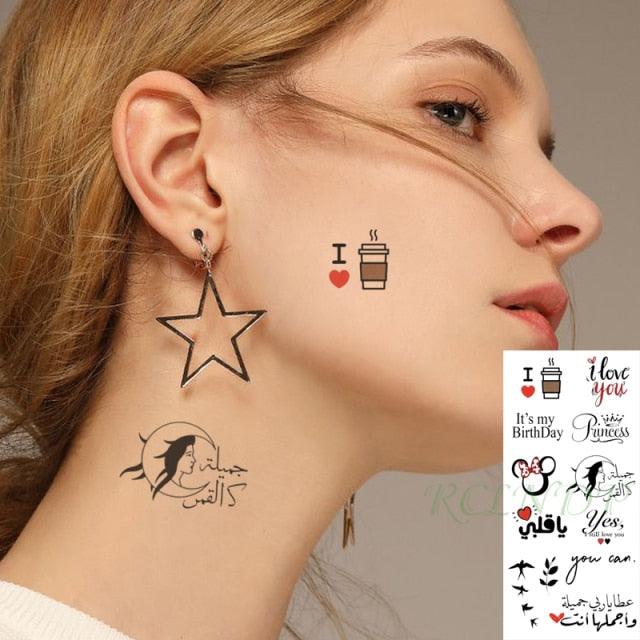 Black Waterproof Temporary Tattoo Sticker Different Design Colorful Fake Tattoo Arm Hand For Halloween Party Womens Mens