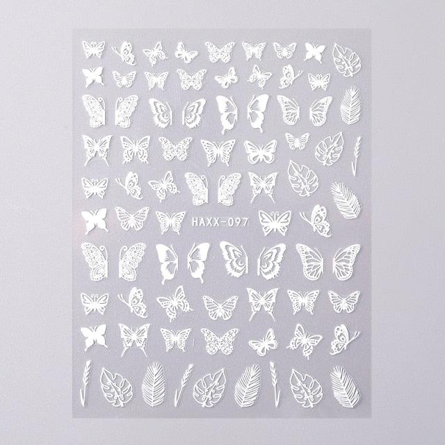 Black White Butterfly 3D Nails Sticker Geometry Decals Flower Gold Decals Designs For Nail Art Manicures Decorations Art Decorations Decoration Decal Self-Adhesive 3D Wave Design Decoration for Women Girls Tape Nail Art Stickers Decal Decoration