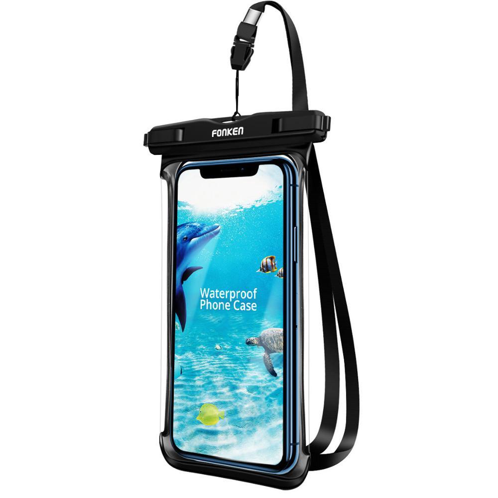 Black White Full View Waterproof Case for Phone Underwater Snow Transparent Swimming Pouch Big Mobile Phone Covers Waterproof Mobile Phone Case Underwater Waterproof Iphone Case
