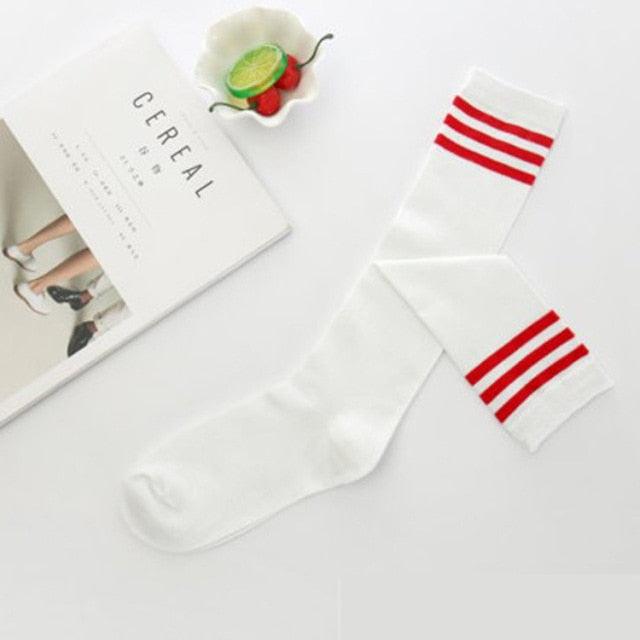 Black White Striped Long Over Knee Thigh High Cotton Socks Over The Knee Stockings For Ladies Warm Knee Socks for Women