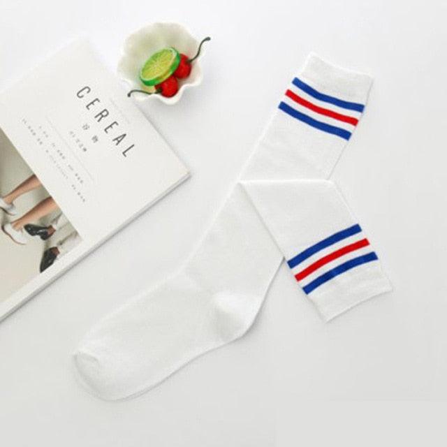 Black White Striped Long Over Knee Thigh High Cotton Socks Over The Knee Stockings For Ladies Warm Knee Socks for Women
