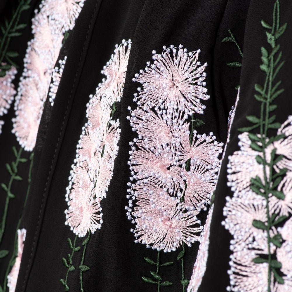 Luxury Floral Embroidered Double-Layer Chiffon Open Abaya(MOA308)
