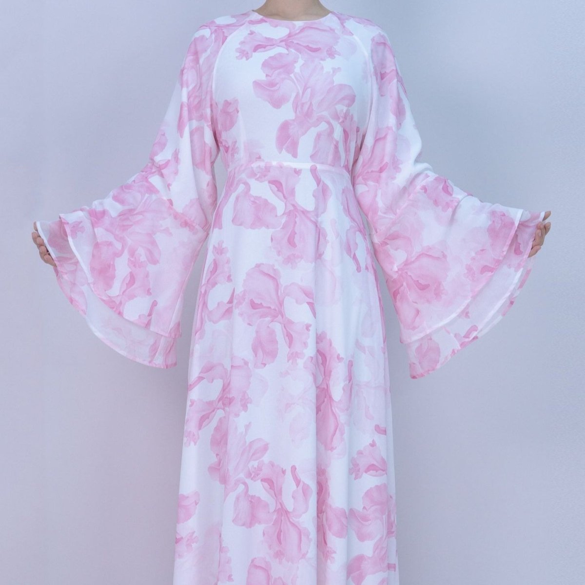 Blossom Printed Chiffon Abaya | Flared Sleeve Abaya (MA149)