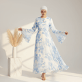 Blossom Printed Chiffon Abaya | Flared Sleeve Abaya (MA149)