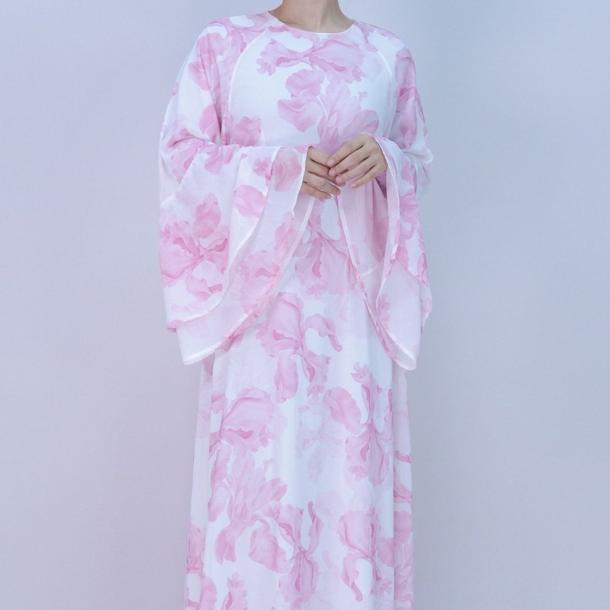 Blossom Printed Chiffon Abaya | Flared Sleeve Abaya (MA149)