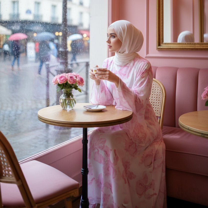 Blossom Printed Chiffon Abaya | Flared Sleeve Abaya (MA149)