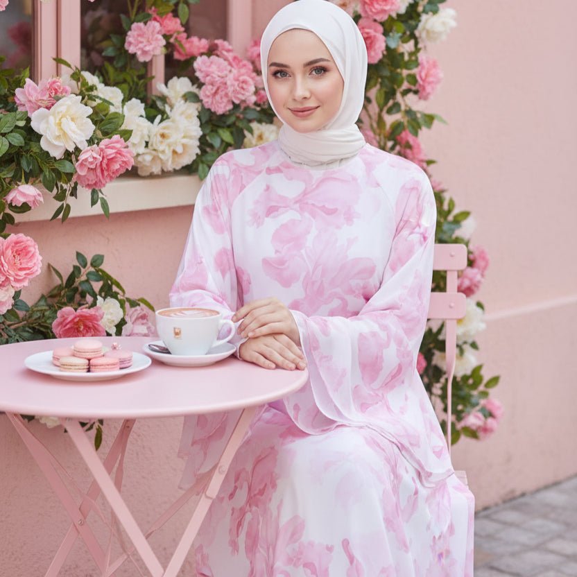 Blossom Printed Chiffon Abaya | Flared Sleeve Abaya (MA149)