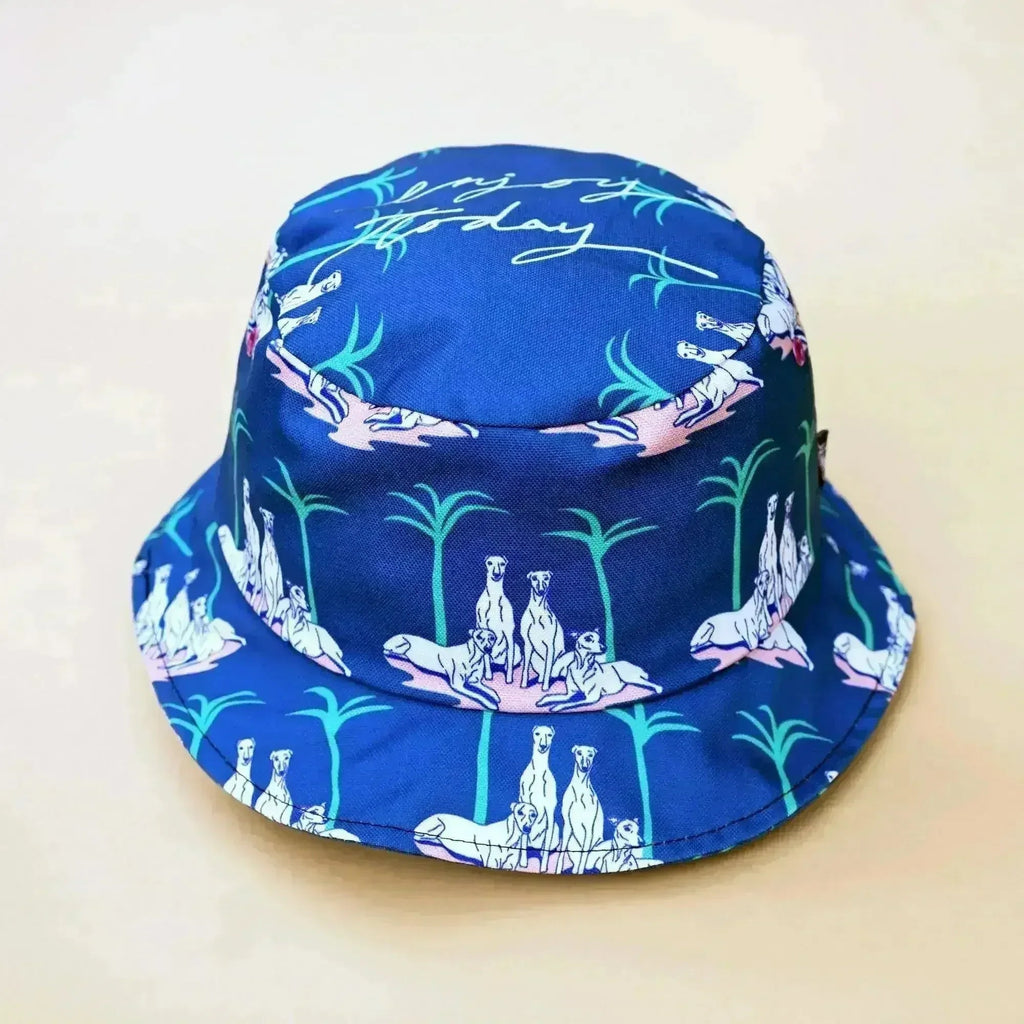 Greyhound and Palm Tree Bucket Hat