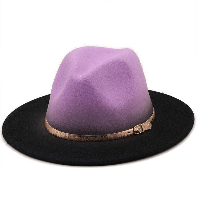 Two Colors Spray Painted Wool Jazz Hat  Fedora Unisex Color Autumn Winter Retro Hat Two Tone Dress Hat 56-58CM