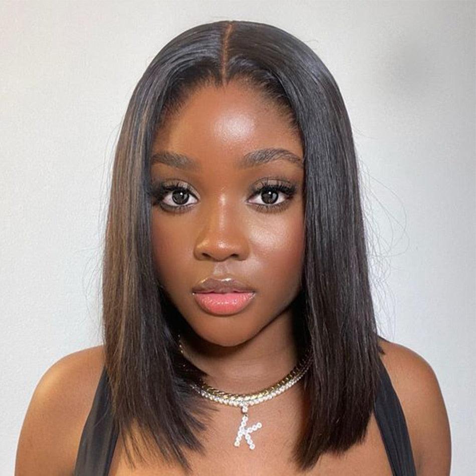 Bob Wig Short Lace Front Human Hair Wigs For Women Brazilian Bone Straight Frontal Wig Short Pixie Cut Human Hair Wigs For Black Women Gifts for Girlfriends