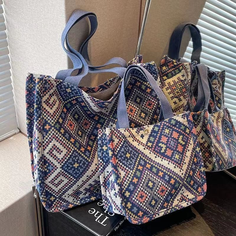 Boho Chic Canvas Tote - Spacious Convertible Bag for Campus & Commute (MAC261)