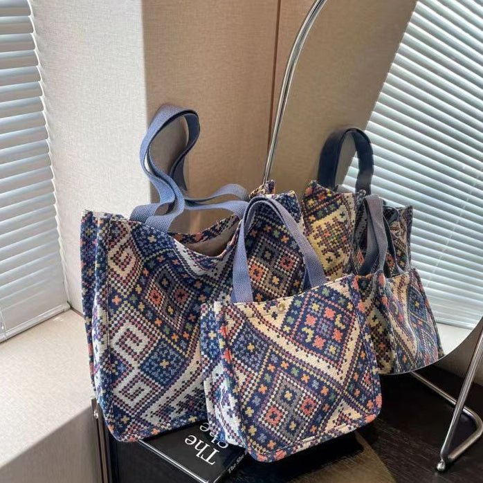 Boho Chic Canvas Tote - Spacious Convertible Bag for Campus & Commute (MAC261)
