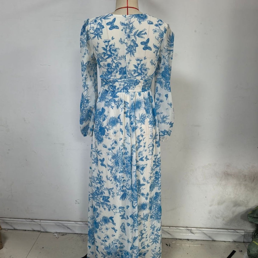 Botanical Print Maxi Dress (MS392)