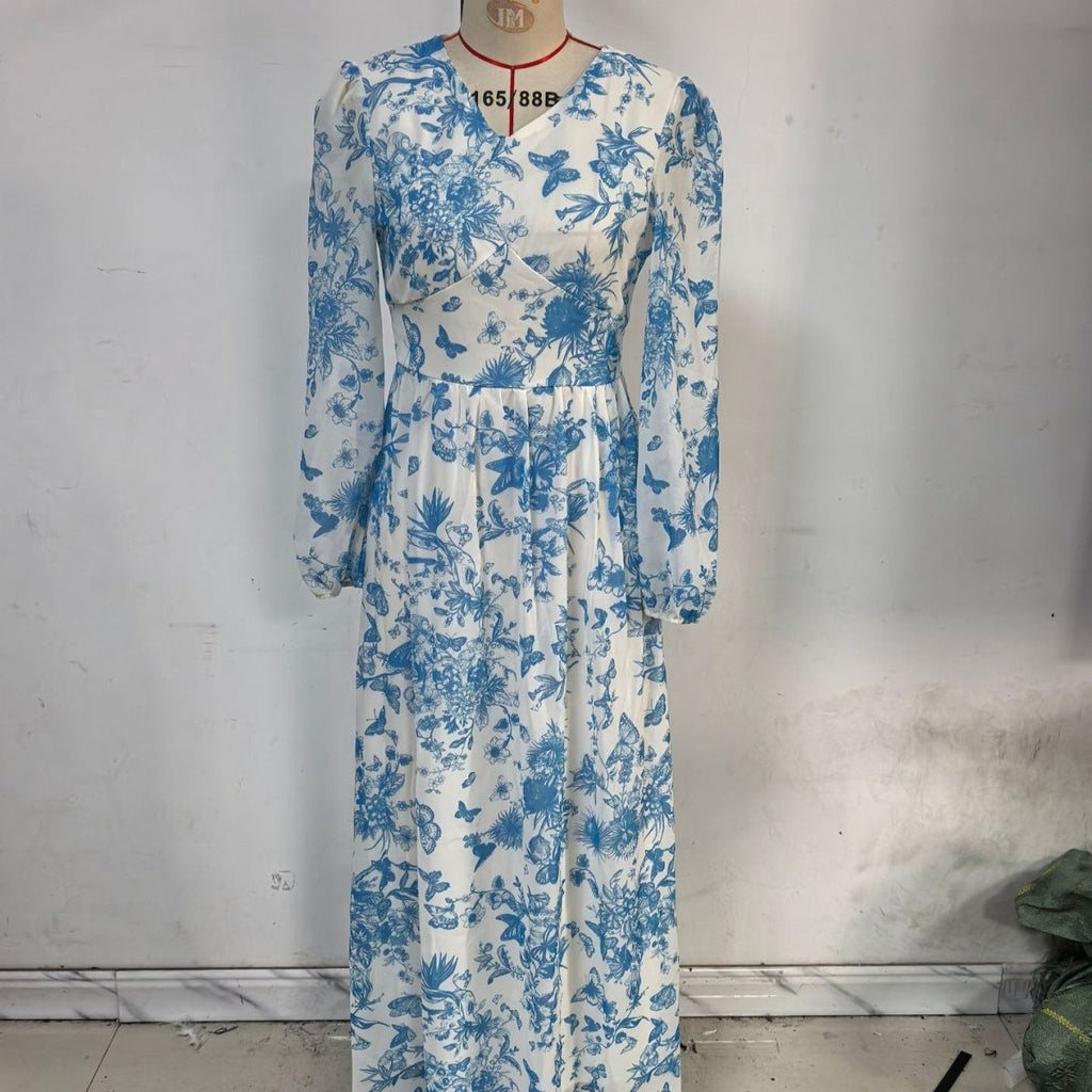 Botanical Print Maxi Dress (MS392)