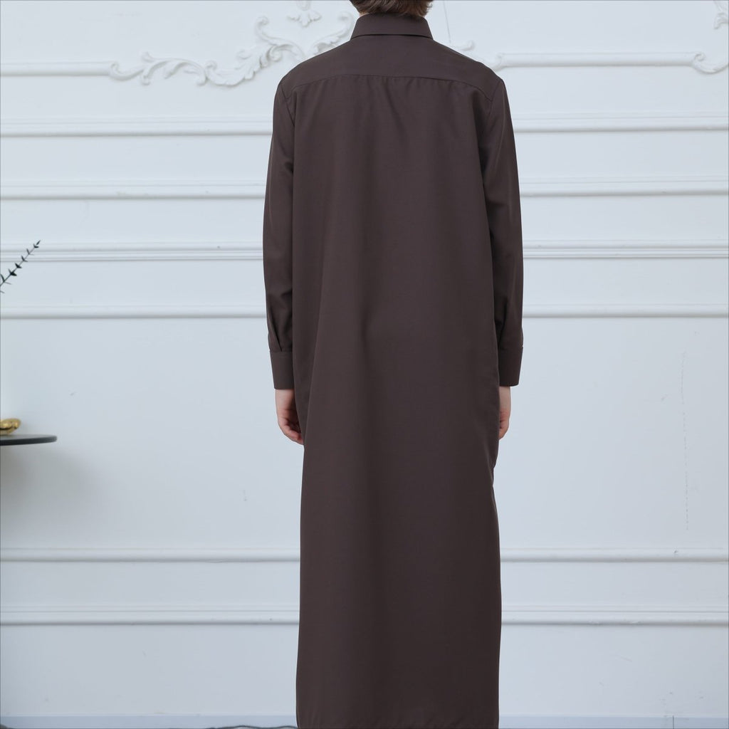 Boys' Classic Thobe with Collar & Pockets(MKB024)