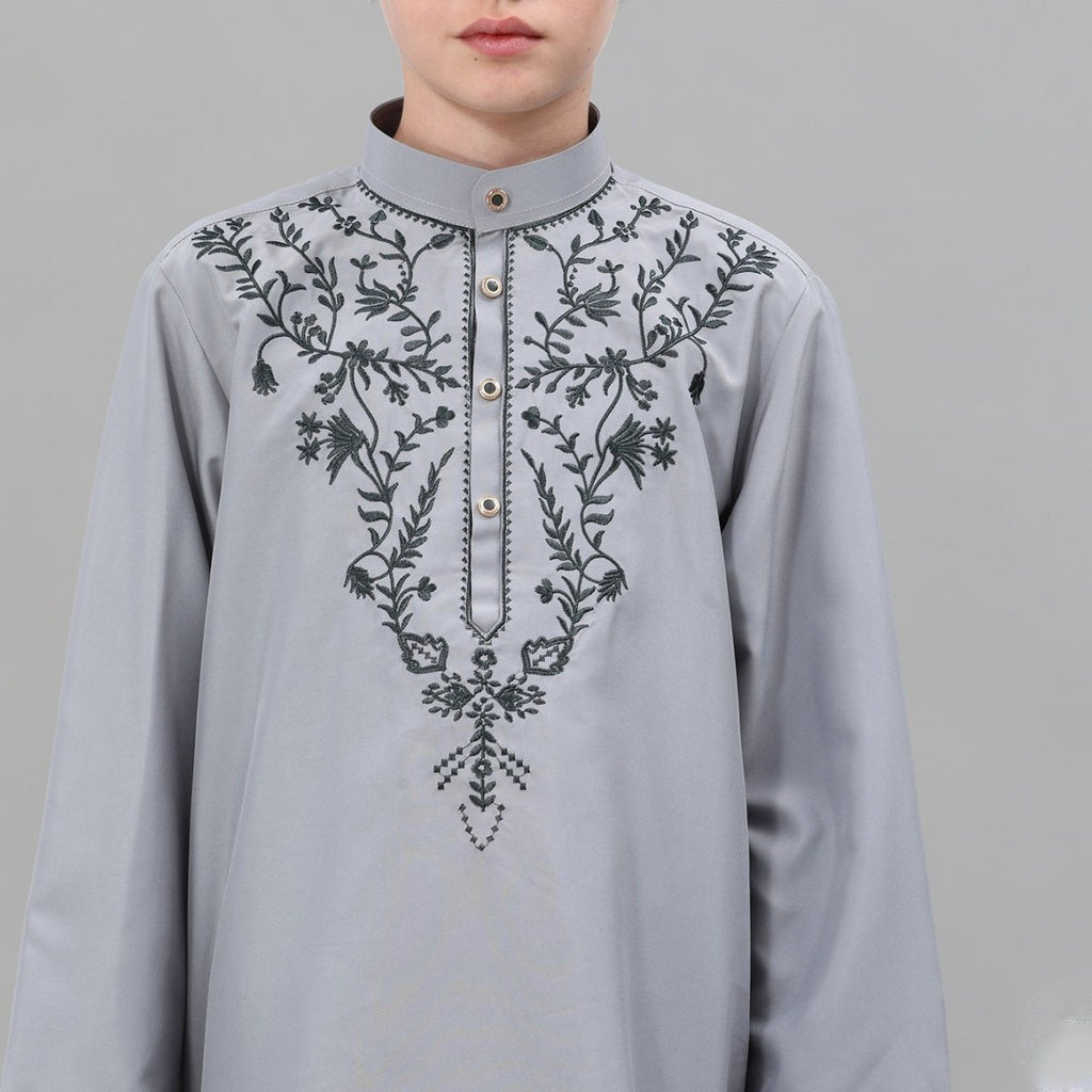 Boys' Embroidered Thobe Set with Pants(MKB034)