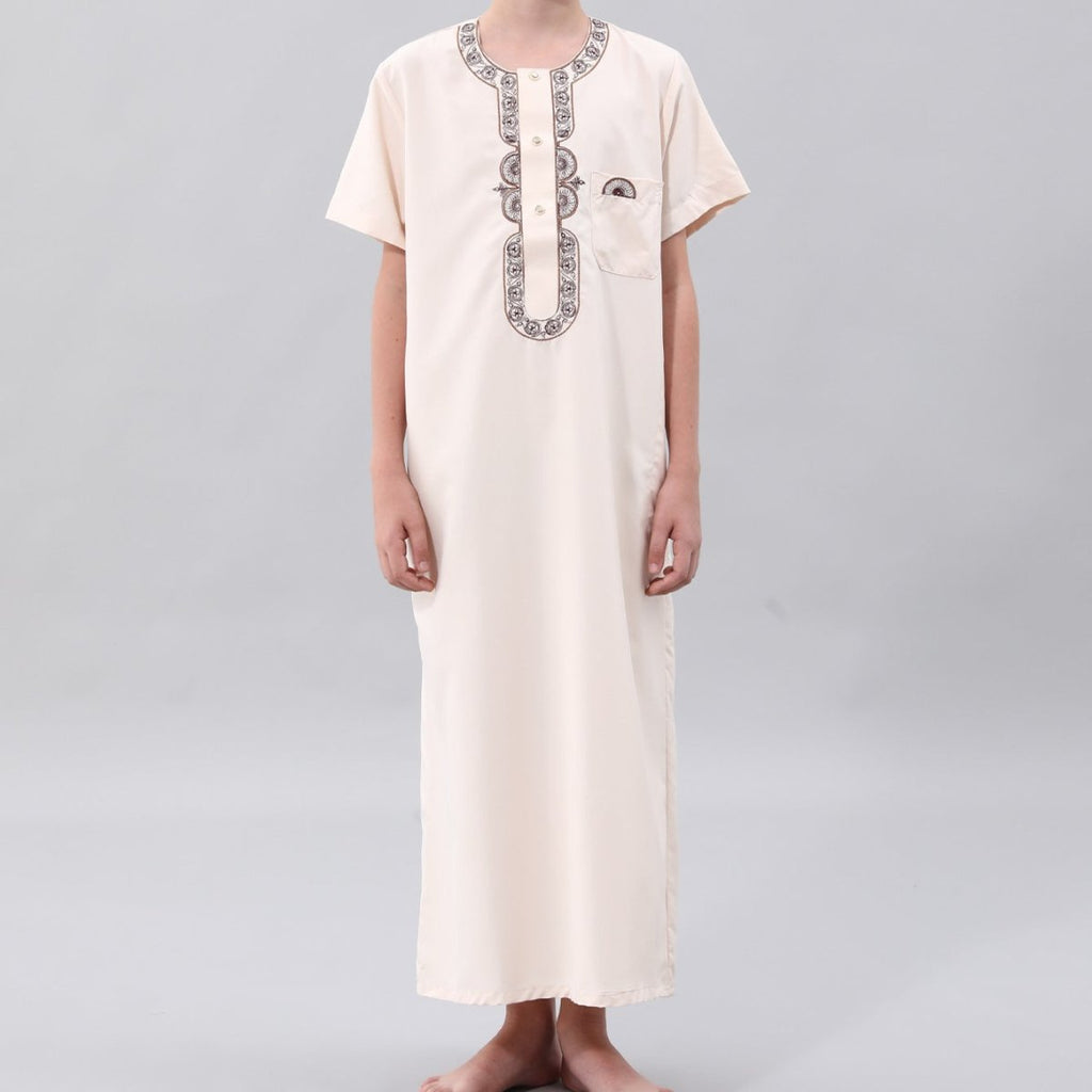 Boys' Embroidered Thobe with Chest Pocket(MKB026)