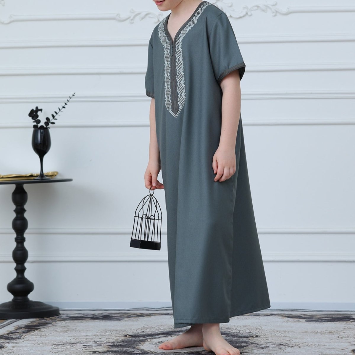 Boys Embroidered Zip-Front Thobe(MKB012)