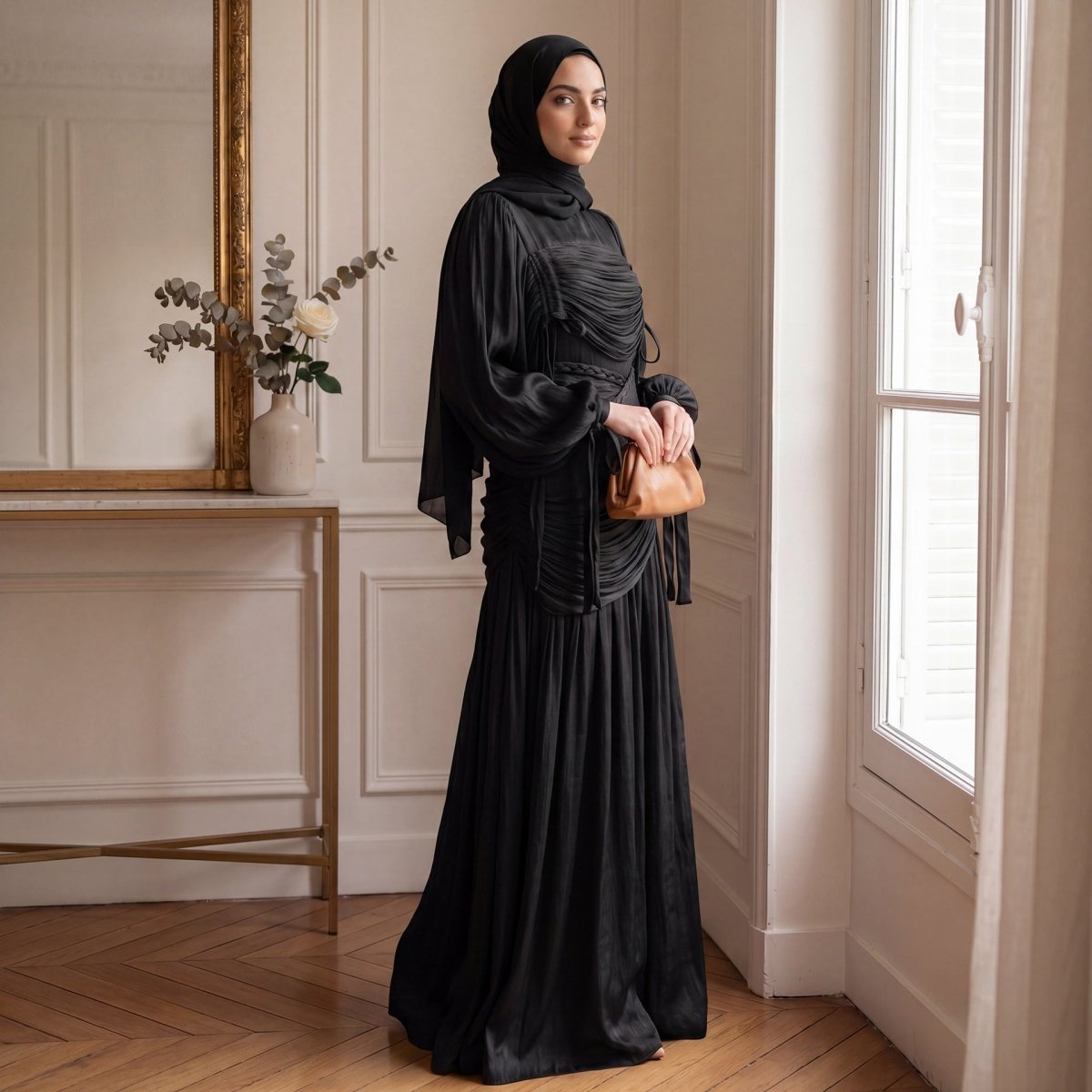 Braided Collar Ruched Fringe Maxi Dress(MS406)