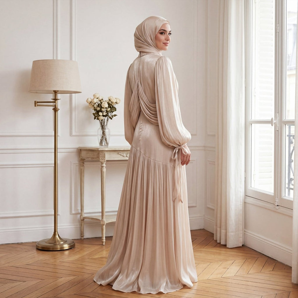 Braided Collar Ruched Fringe Maxi Dress(MS406)