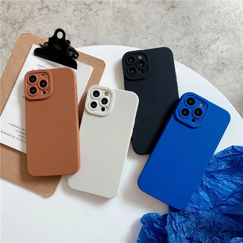 Bright Colors Soft Silicone Phone Case For iPhone 11 Pro Max X XR XS Max 7 8 6S Plus Mini Camera Protection Back Cover Silicone Camera Protection Case Soft Scratch-Resistant Case For Iphone