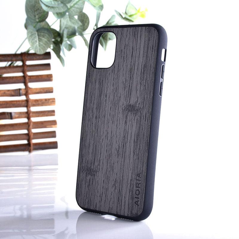 Brown Simple Easy Grip Wooden Design Slim Case for iPhone 11 14 12 13 Pro XS Max x XR mini SE2 SE 7 6 8 6s Plus Cover Wood Bamboo Pattern Leather Vintage Case