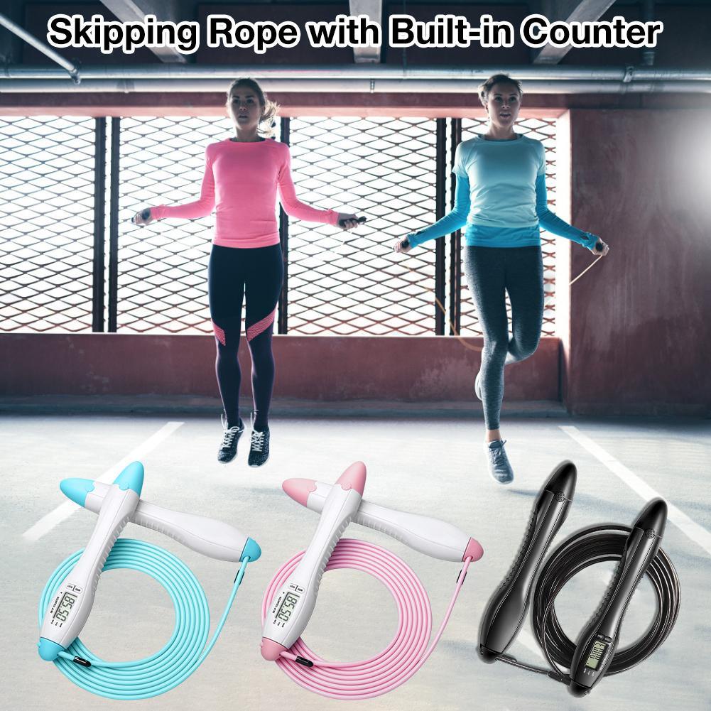Built-in Rolling Pin Counter Jump Rope Skipping Rope Speed Rope For Boxing Jumping Training Lose Weight Fitness Digital Weight Calories Time Setting Skipping Rope With Counter For Indoor And Outdoor Exercise