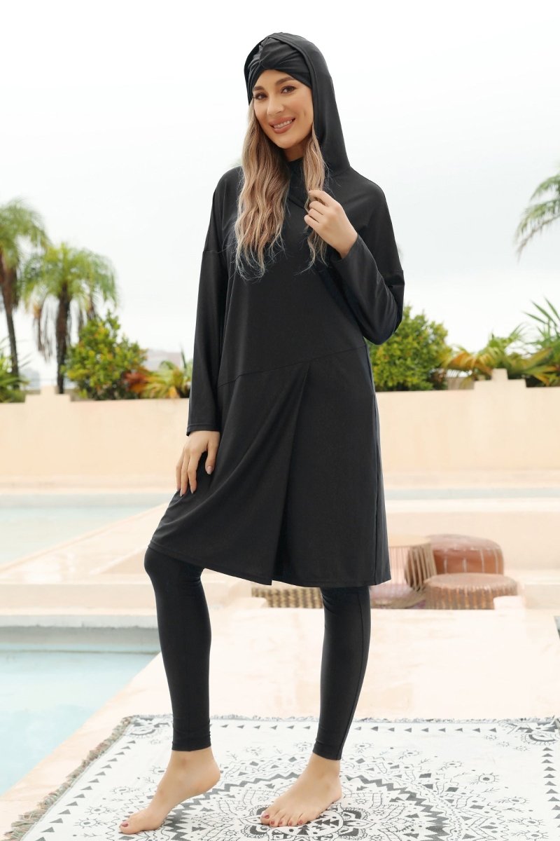 Burkini Muslim Swimsuits For Women With Long Sleeves, Full Cover Beachwear With Cap (MB020)