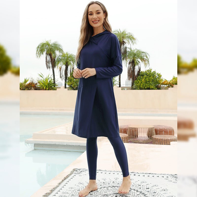 Burkini Muslim Swimsuits For Women With Long Sleeves, Full Cover Beachwear With Cap (MB020)
