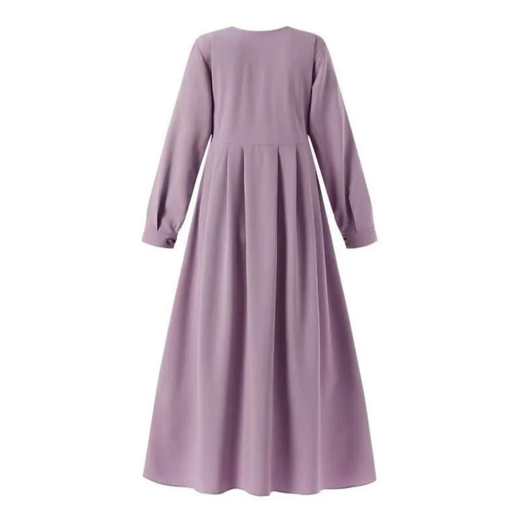 Button-Down Pleated Robe Maxi Dress | Loose Fit Modest Abaya (MA181)