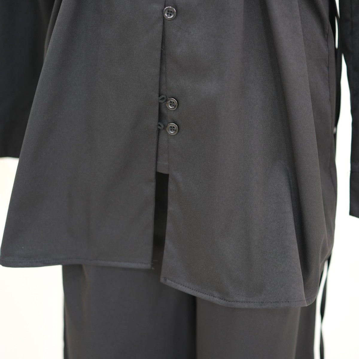 Button-Front Longline Top & Wide-Leg Trouser Set(MS456)