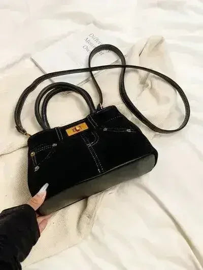 Stylish Suede Handbag – Adjustable Strap & Dual-Use Design