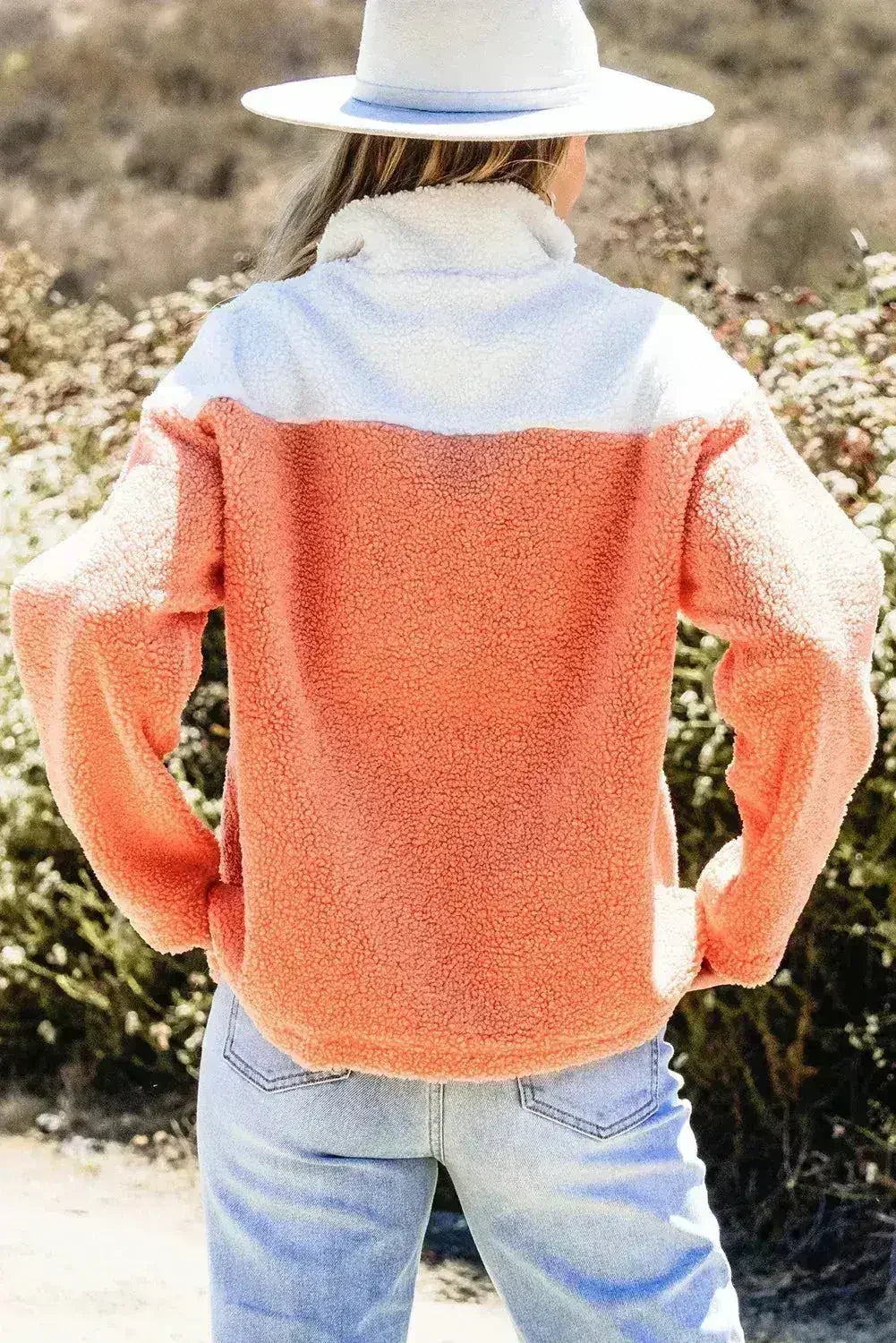 Contrast Half Zip Long Sleeve Sweatshirt