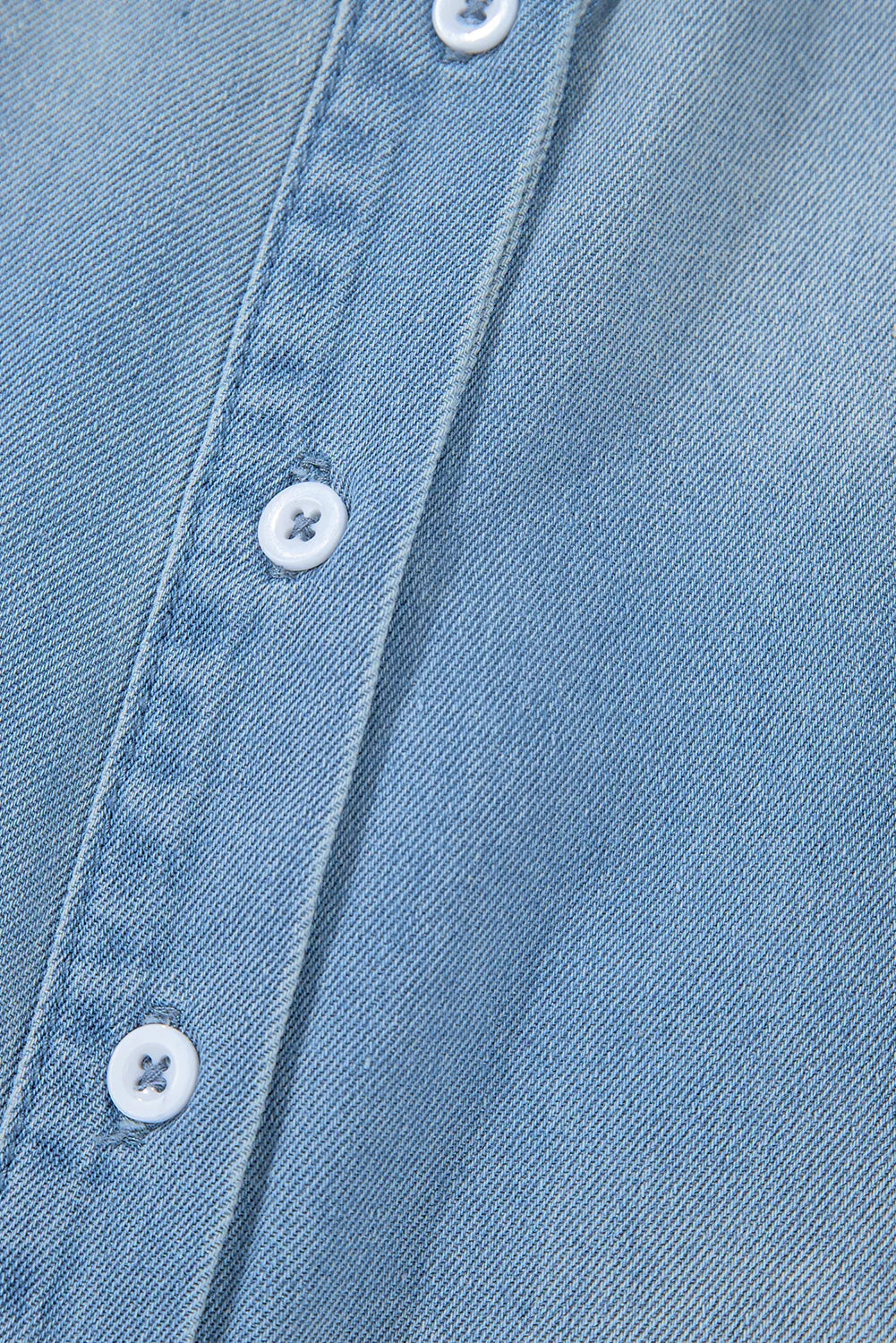 Beau Blue Washed Raw Hem Denim Shirt Dress