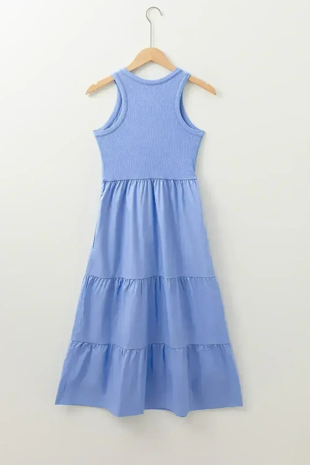 Sepia Rose Ribbed Vest Patchwork Tiered Midi Dress