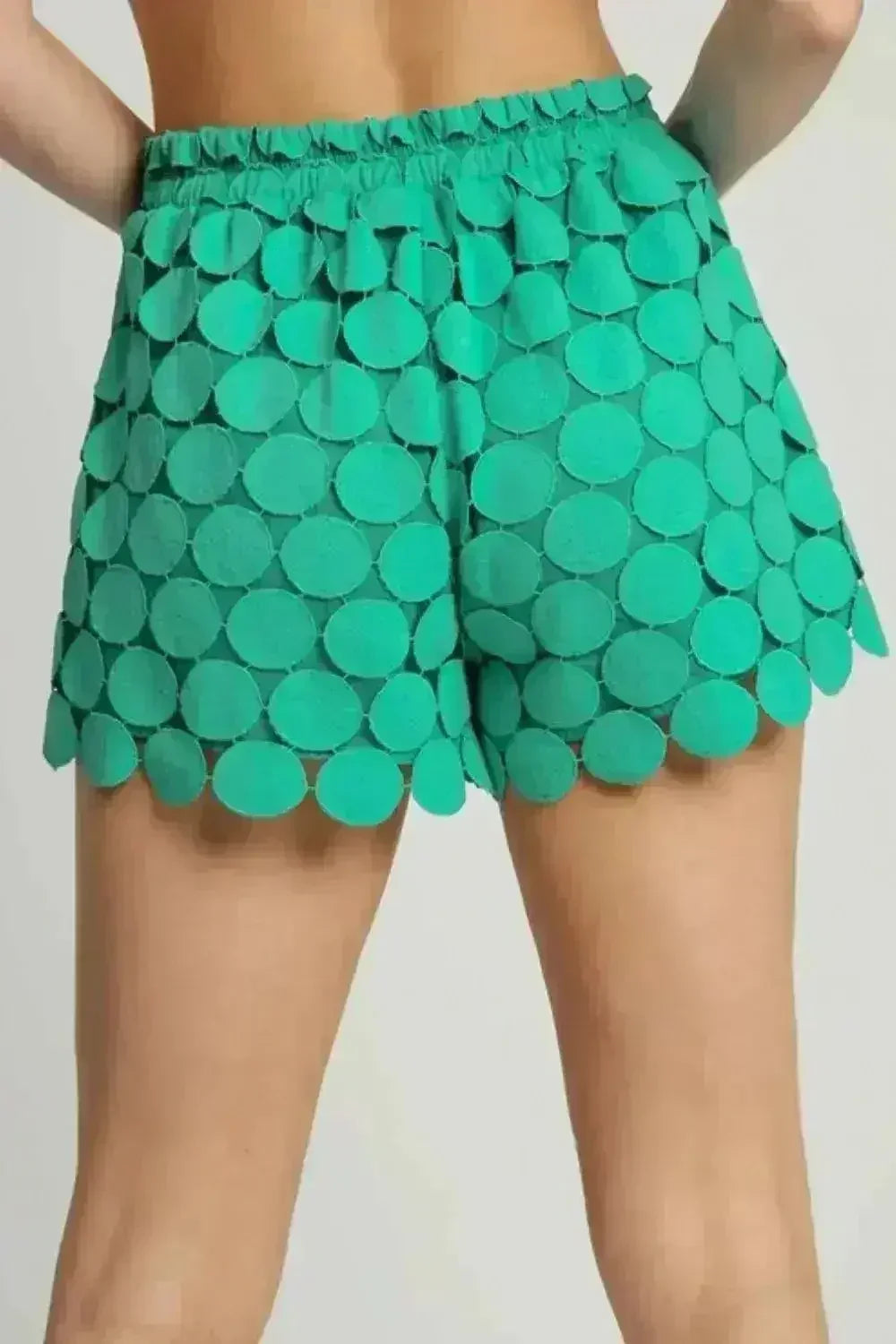 Umgee Full Size Polka Dot Lace Shorts Plus Size