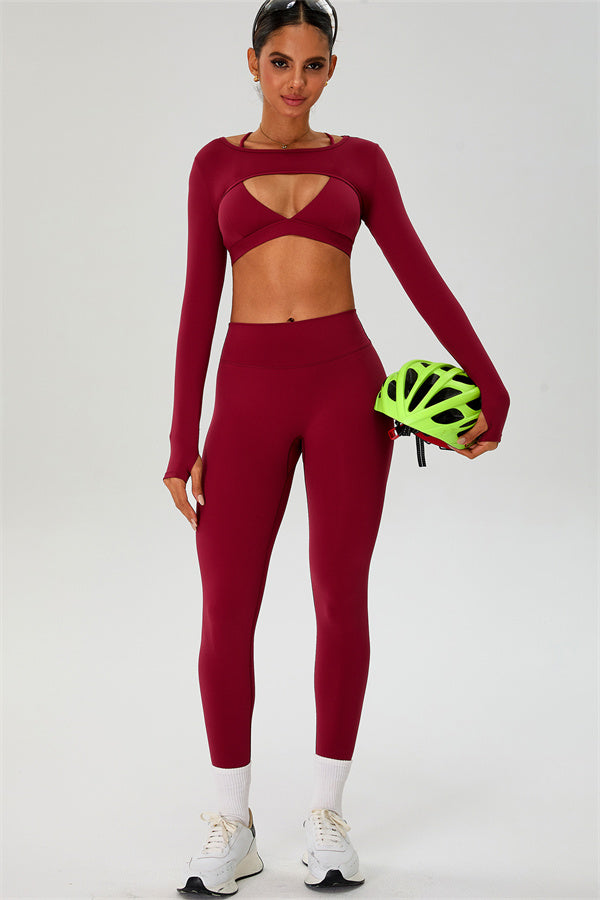 The Ember Sports Bra Crop Top Leggings 3-Piece Set