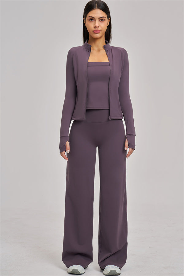 The Swoon Jacket Tank Top Flared Leggings 3-Piece Set