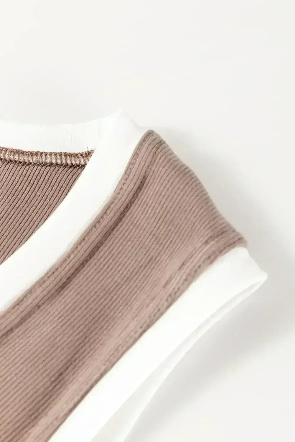 Smoke Gray Ribbed Knit Contrast Neck Slim Fit Tank Top | Femstylo