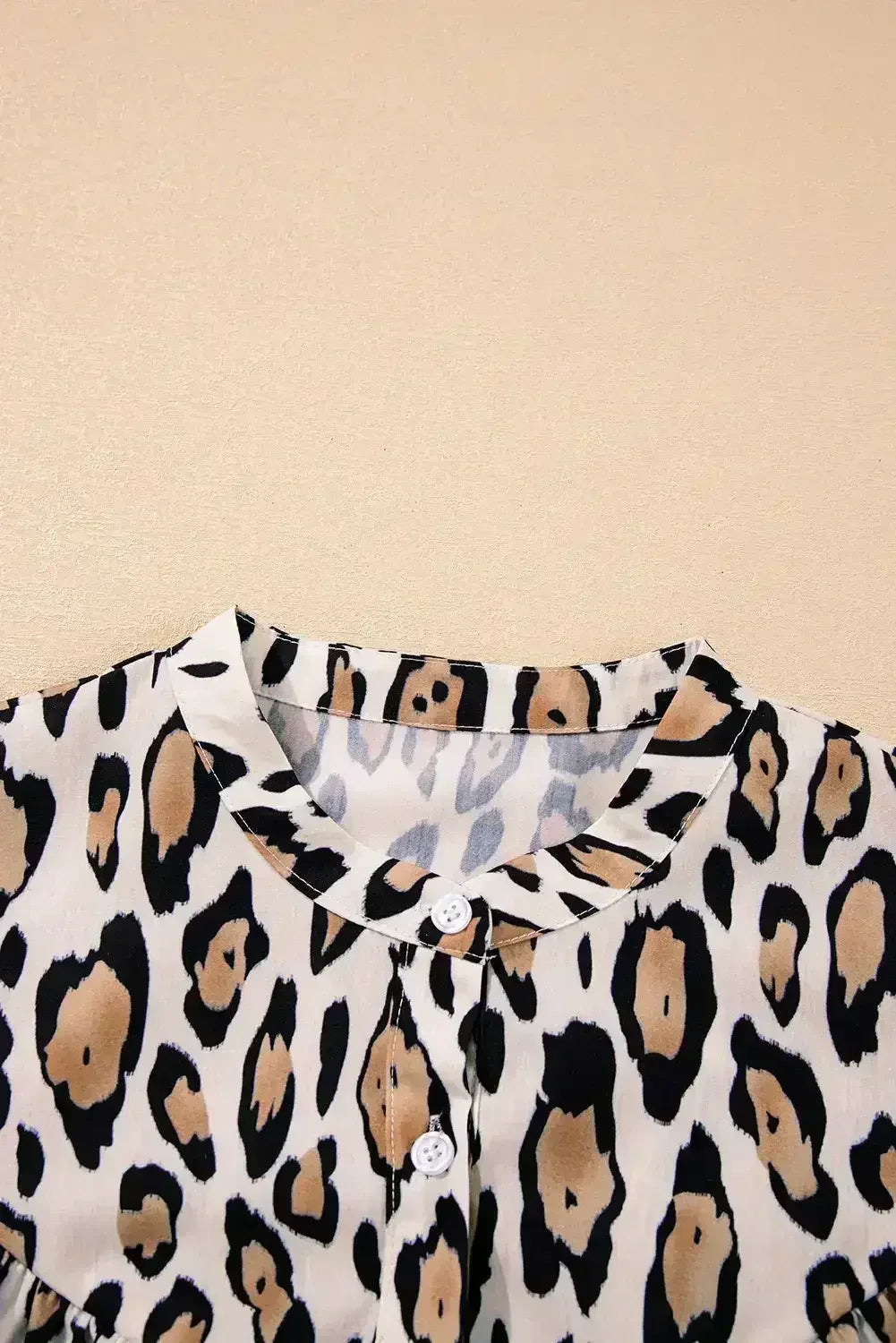 Light Leopard Print Balloon Sleeve Loose Blouse | Femstylo