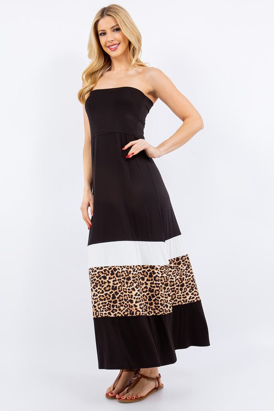 Women Full Size Leopard Print Color Maxi Dress Plus Size Trendy & Modern Long Dress