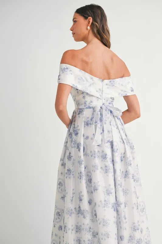 Floral Printed Off Shoulder Maxi Dress – Chic Off Shoulder Maxi Dress, Vibrant Floral Print, Beach Vacation Dress, Casual Summer Maxi Dress